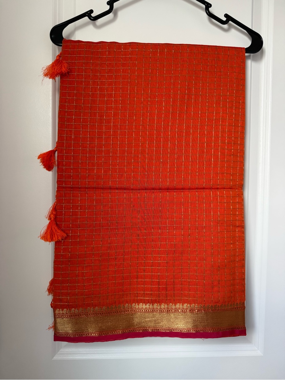 Orange Tassel Saree with blouse